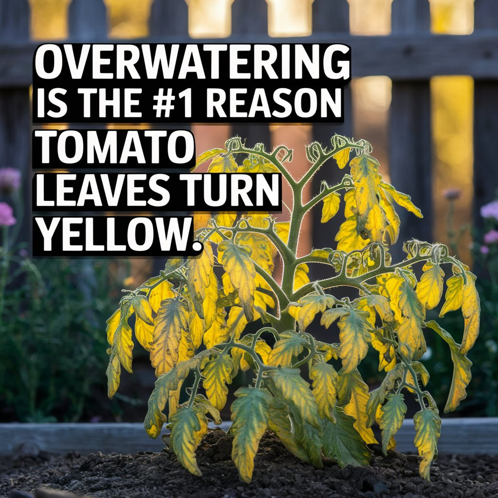 Over watering causes tomato plants to yellow