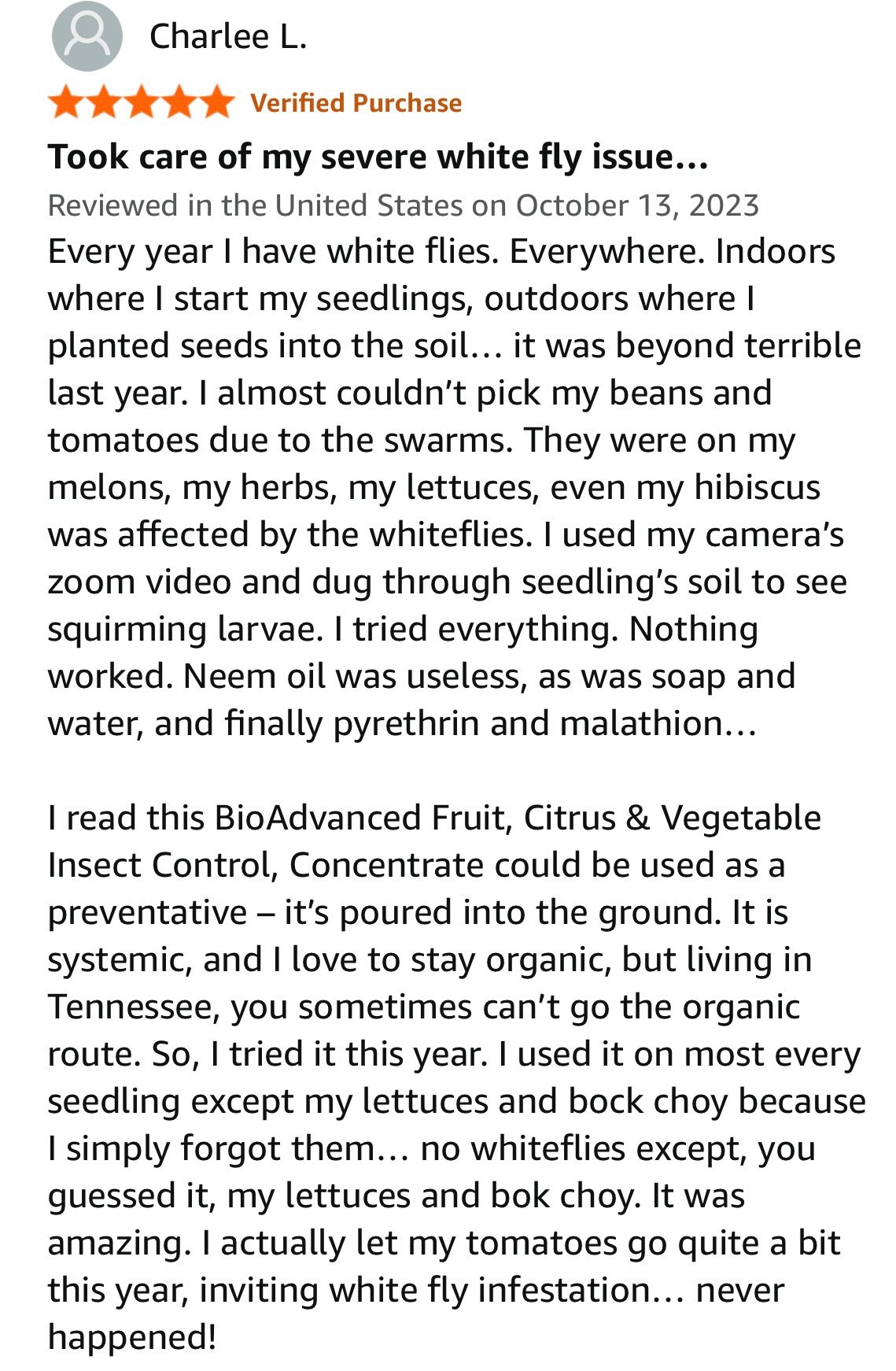 Tomato spray killed bug infestation
