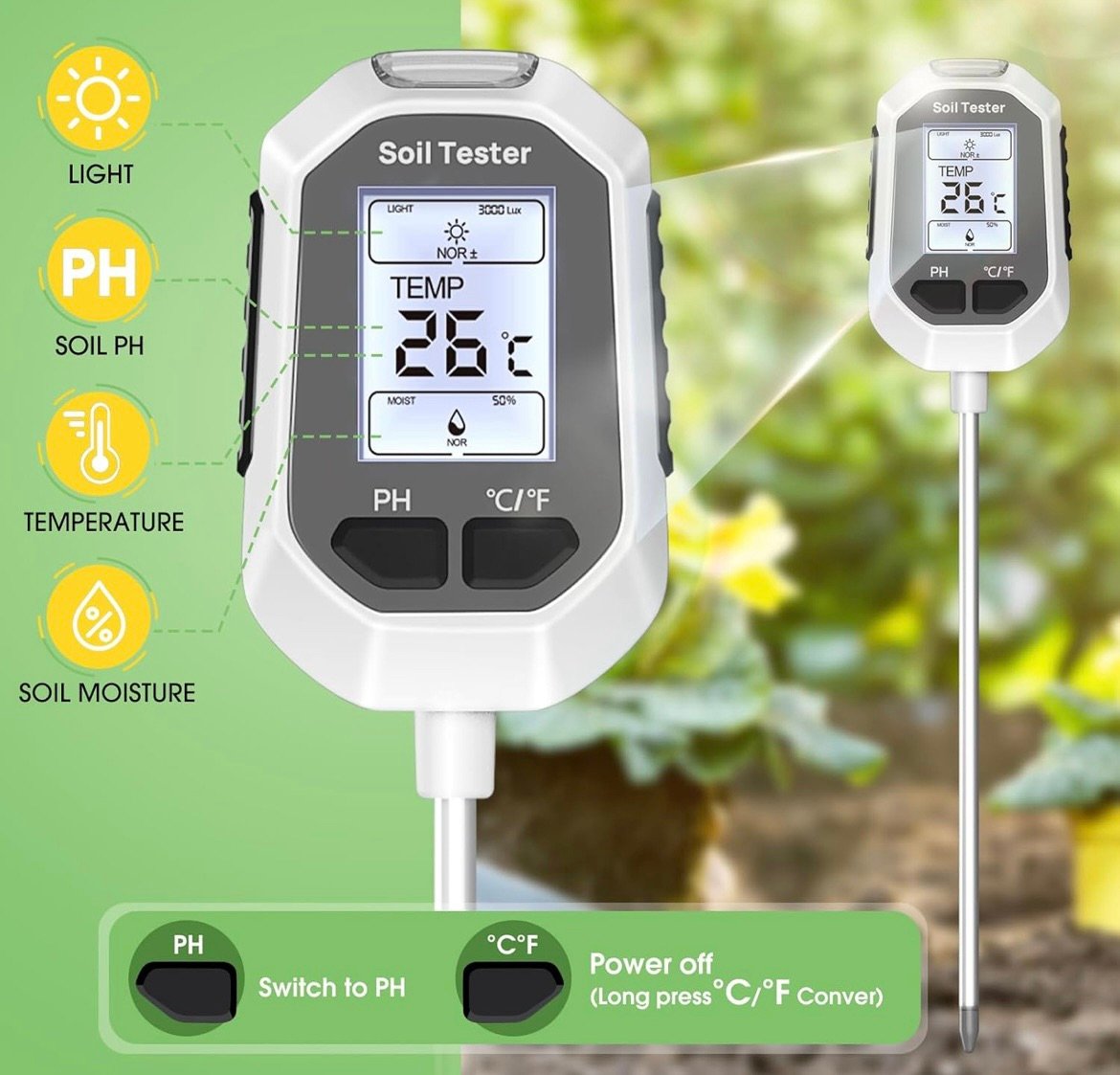 Electronic soil tester