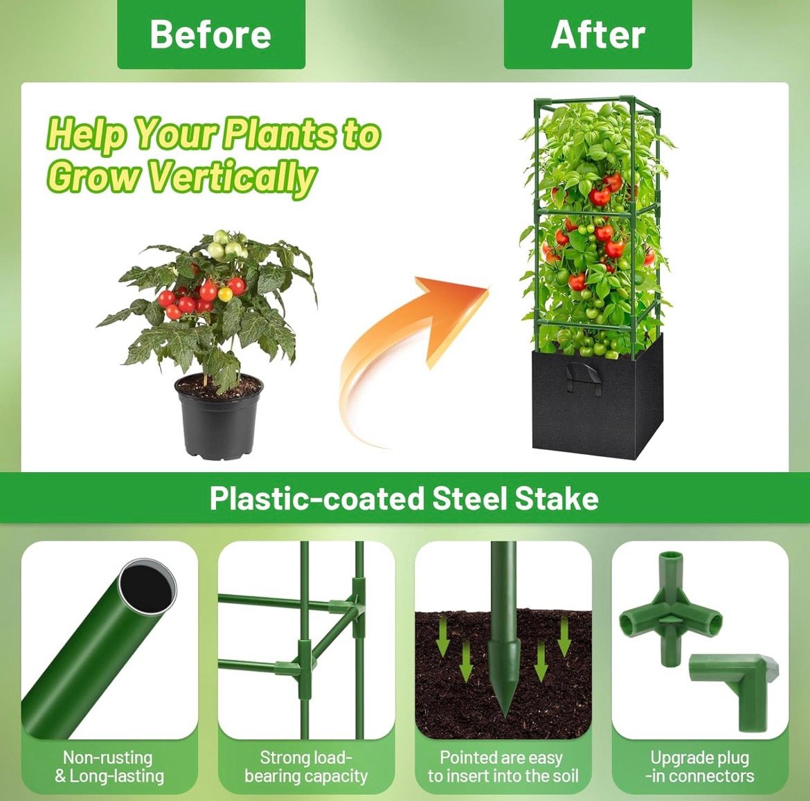 Tomato cage with grow bags