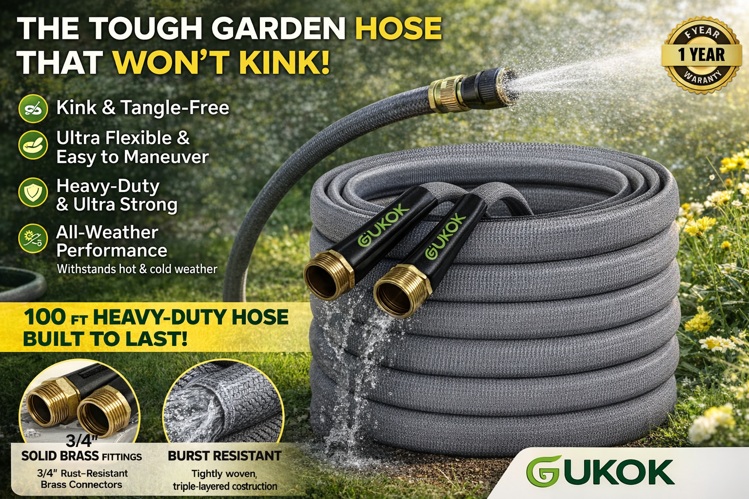 This 100FT Garden Hose Makes Watering Simple and Hassle-Free